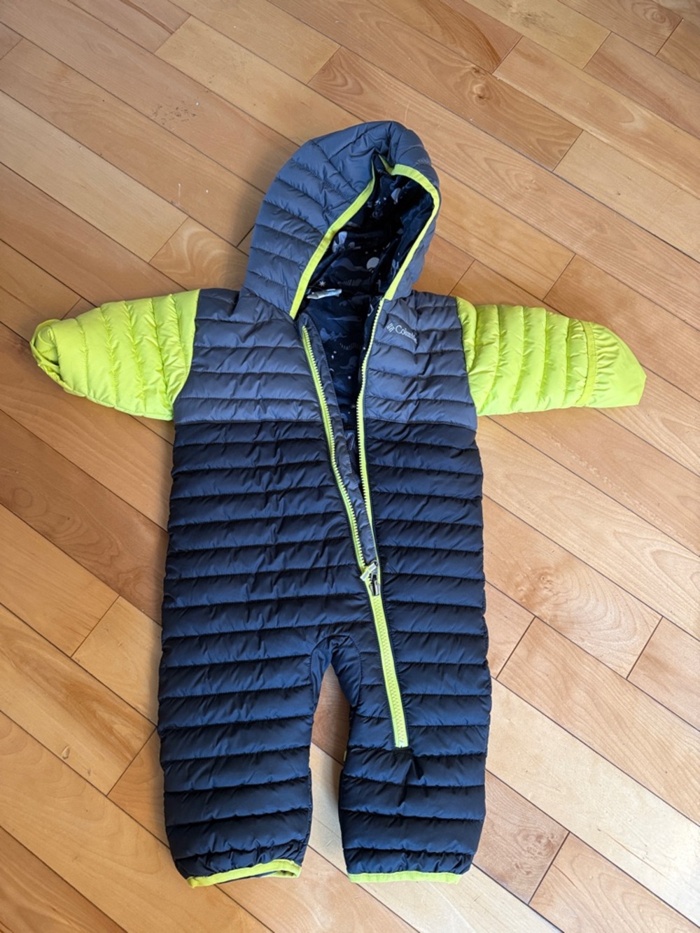 Columbia Navy & Neon Yellow Infant Puffer One-Piece Snowsuit